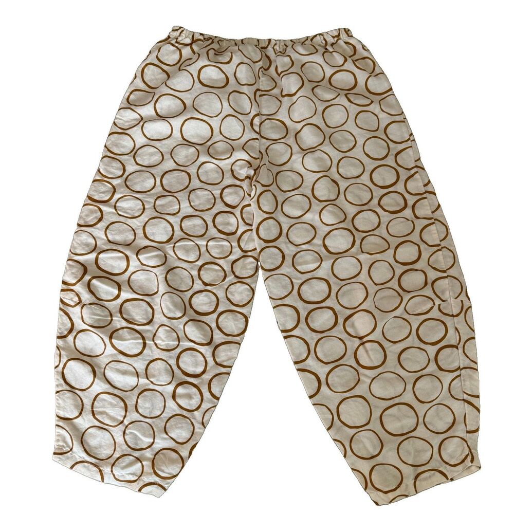 Gudrun Sjoden Linen Blend Pants Women’s Large Pull On Barrel Leg Lagenlook Boho